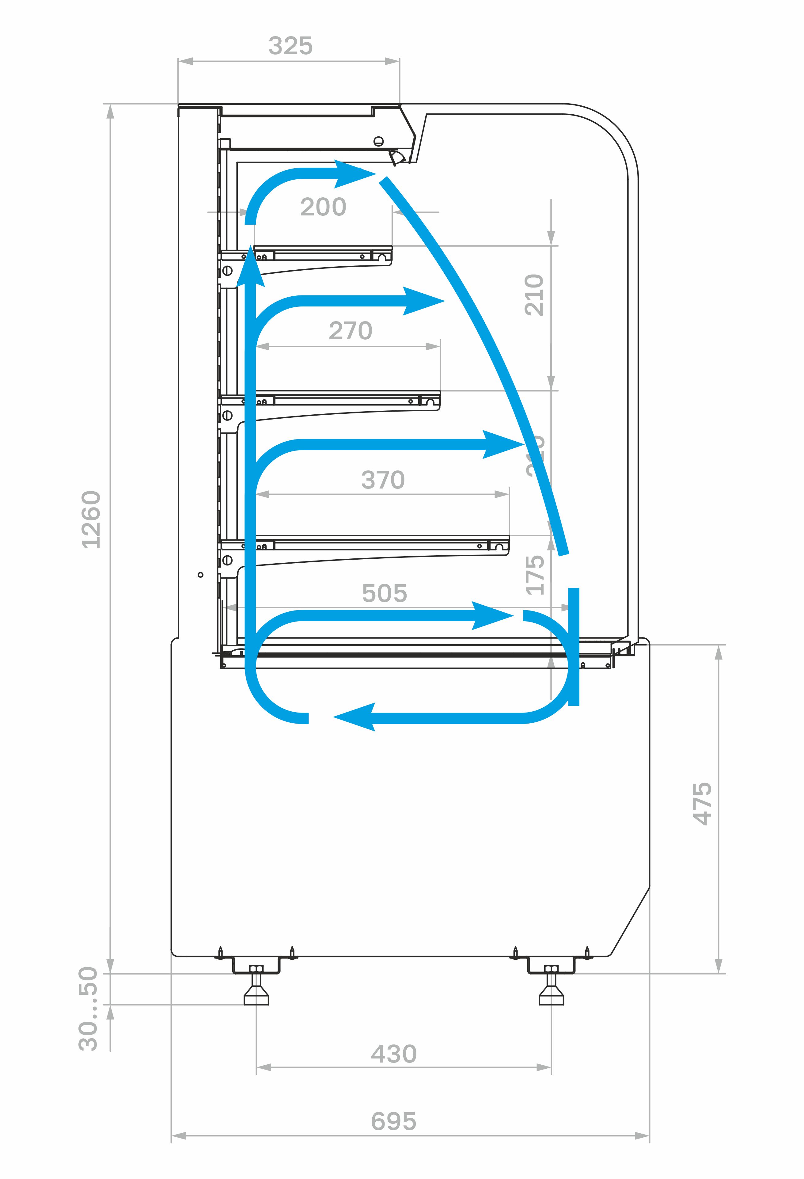 Витрина кондитерская Carboma KR70 VM 0,9-2 STANDARD открытая (9005-0109)
