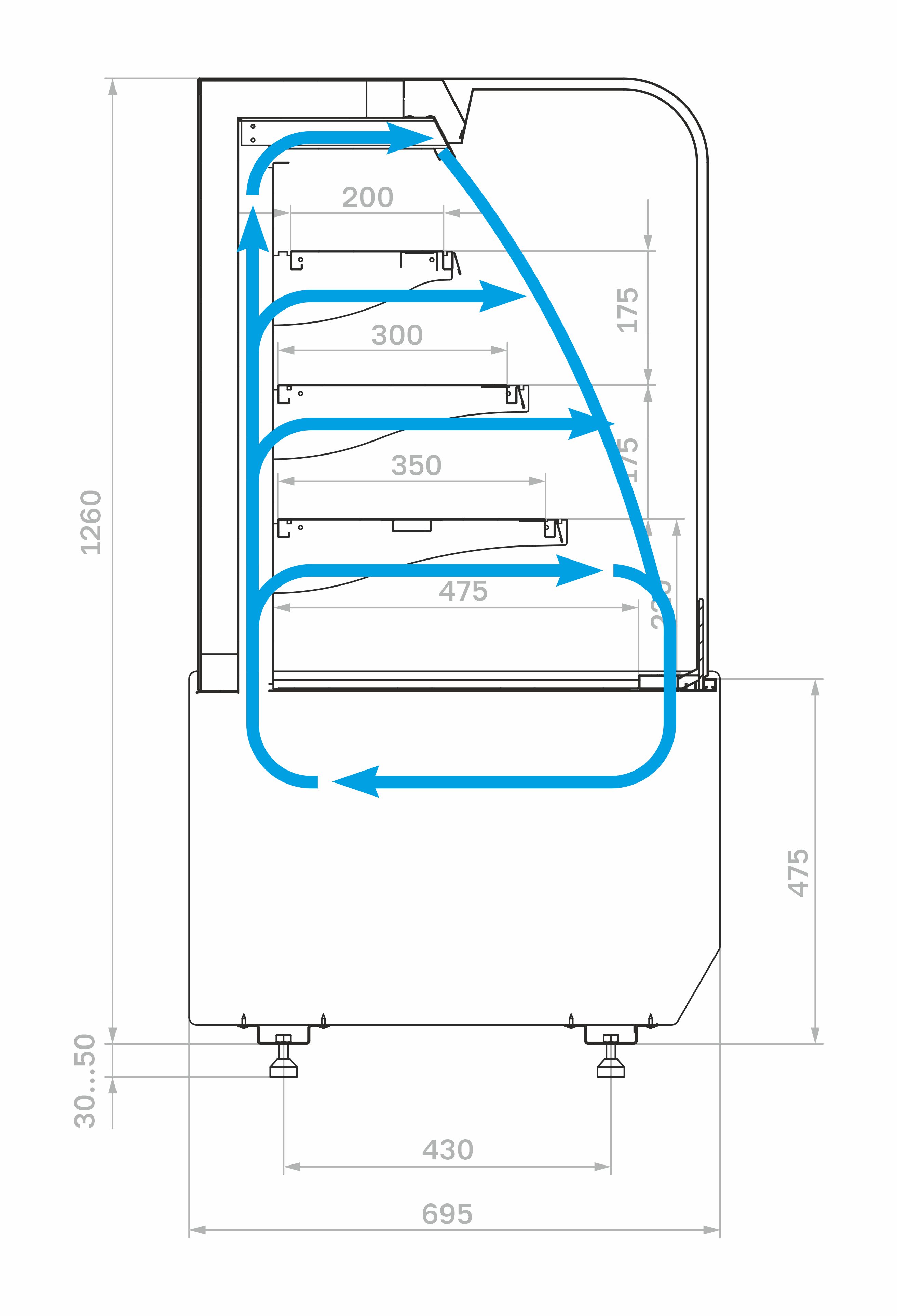 Витрина кондитерская Carboma KR70 VM 1,3-2 STANDARD открытая, горка (9005-0109)