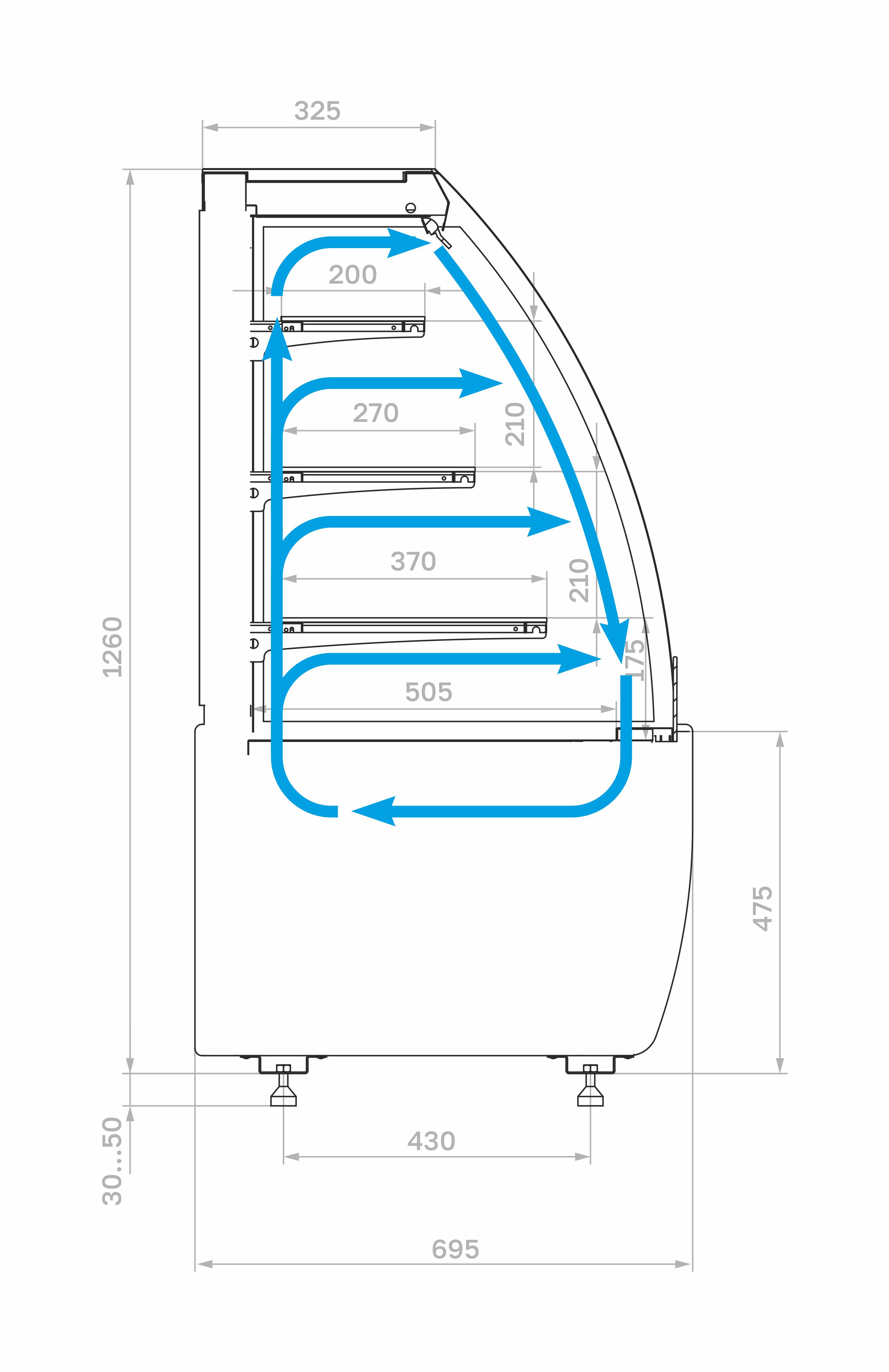 Витрина кондитерская Carboma K70 VM 0,6-2 STANDARD открытая (версия 2.0) (9005-0109)