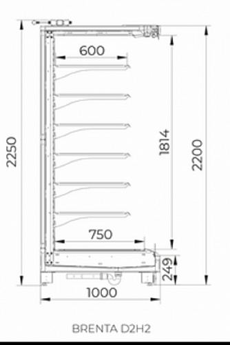 Горка среднетемпературная BRENTA SG D2H2 190 (без боковин)