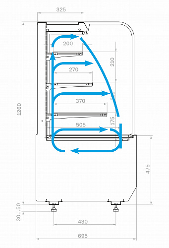 Витрина кондитерская Carboma KR70 VM 0,9-2 STANDARD открытая (9005-0109)